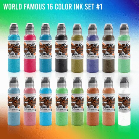 Краска World Famous Tattoo Ink 16 Color Ink Set #1