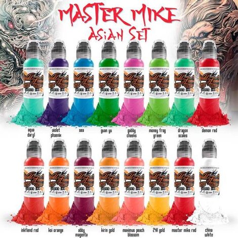 Краска World Famous Tattoo Ink Master Mike Asian Tattoo Set (16 пигментов)