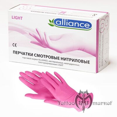 Перчатки Розовые нитриловые Alliance