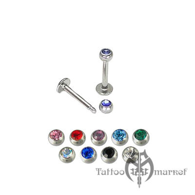 Лабрет с камнем, длина штанги 8мм, толщина штанги 1,6мм, шарик 6 мм