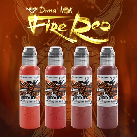 Краска World Famous Tattoo Ink Dima NBK Fire Red Set (4 пигмента)